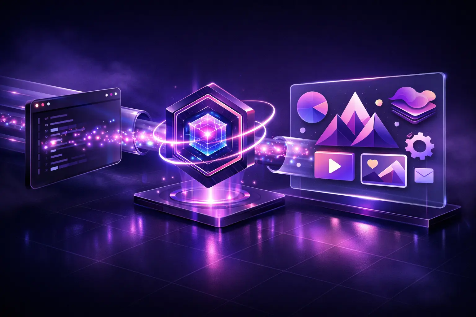 SVGMaker API workflow showing text prompt to SVG generation