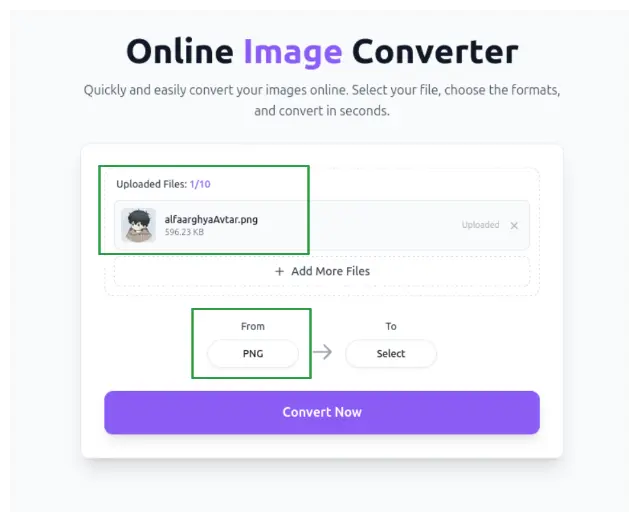 Upload JPG file screen