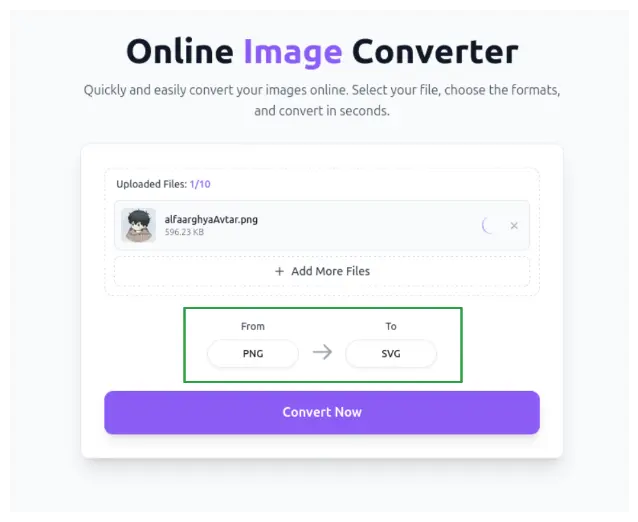 Format selection screen